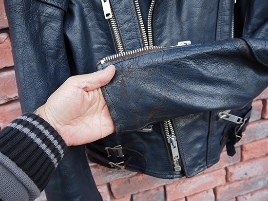 ウルフレザー ライダース 80年代 英国製 ヴィンテージ ネイビー ロンジャン