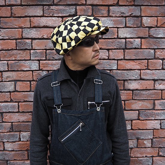 英国製 チェッカー キャスケット ニュースペーパーボーイキャップ