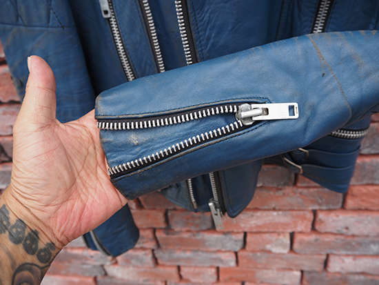 ロンジャン ブルー 英国製 ヴィンテージ リアルレザー イギリス