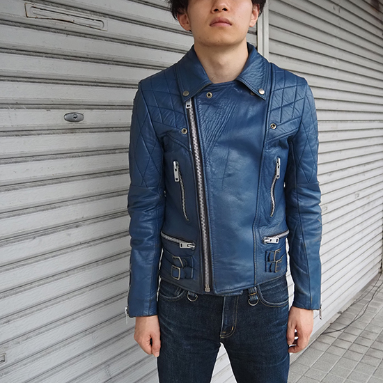 ロンジャン ブルー 英国製 ヴィンテージ リアルレザー イギリス