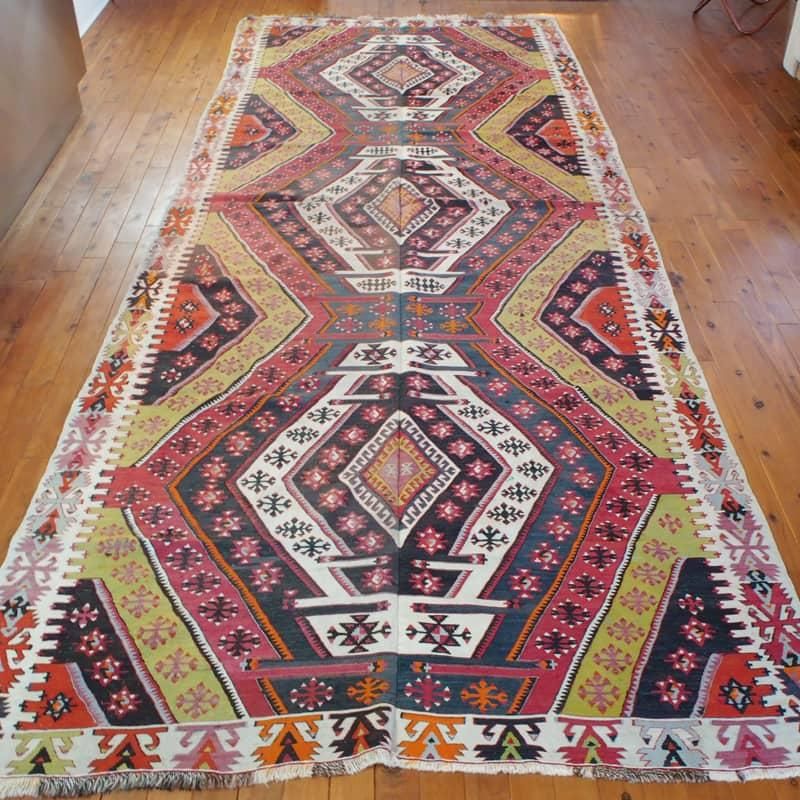 オールドキリム トルコ シワス 180×444cm 1930年代 ヴィンテージラグ