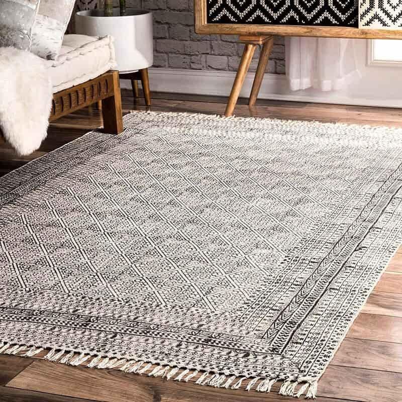 オリエンタル トライバル柄ラグ | アイボリー - ラグ 絨毯 カーペット