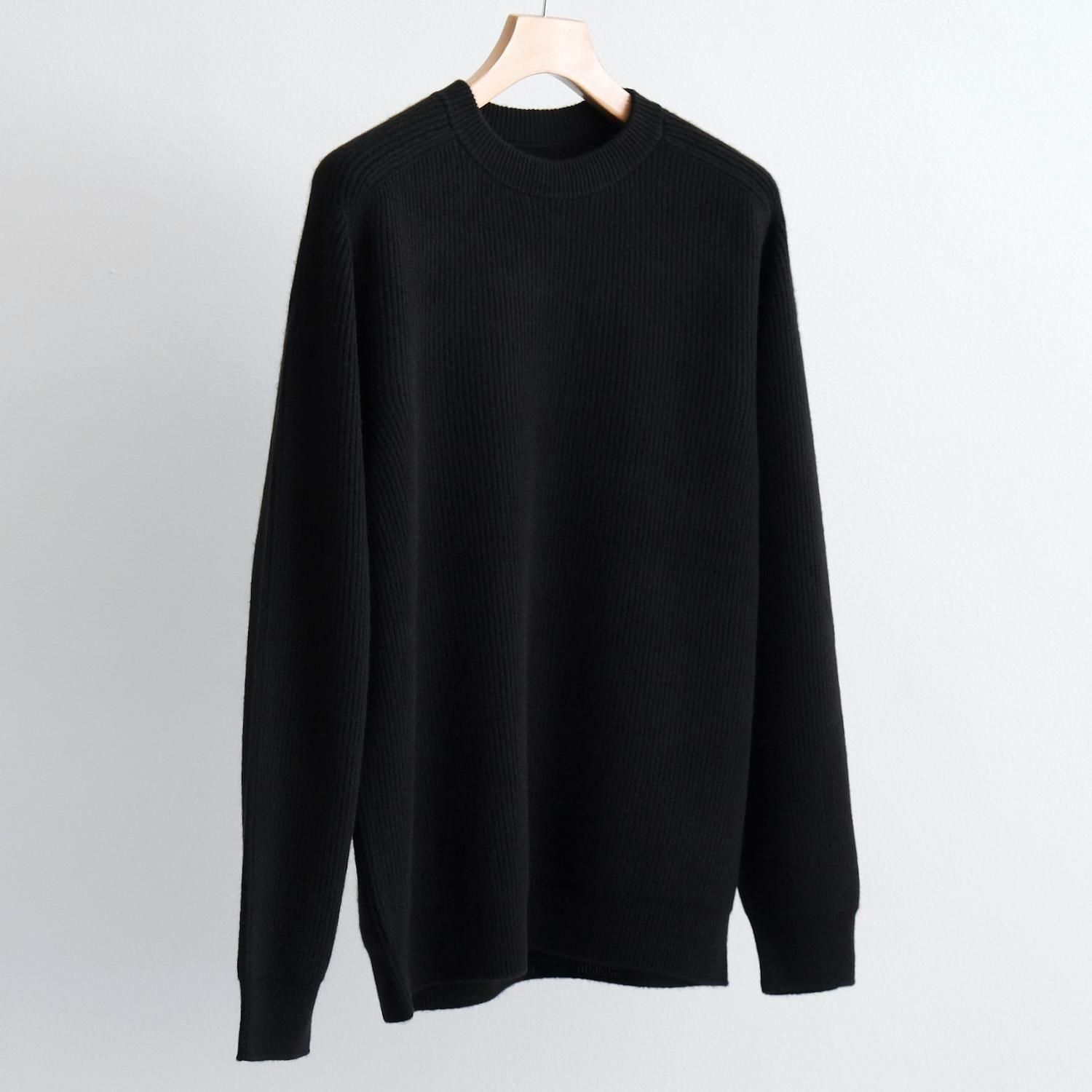 INNOCENT CASHMERE RIB CREW NECK [SOLID BLACK] - WUNDER 大阪