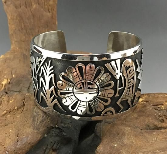Hopi Berra Tawahongva Overlay Cuff Bracelet - 練馬のインディアン