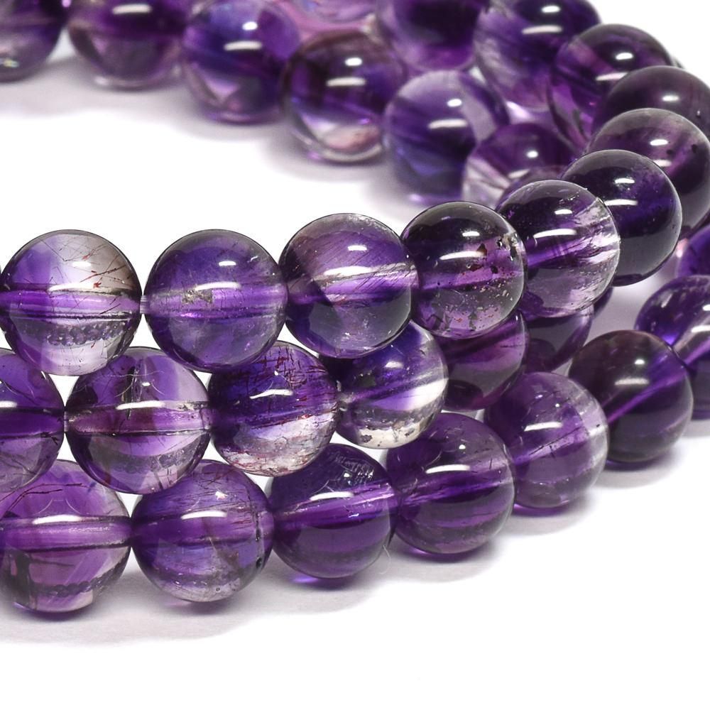 高品質] アメジストエレスチャル3連 ブレスレット 6.5mm #NK558