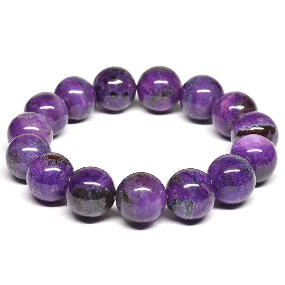 鑑別書付]スギライト ブレスレット 13.5-14.5mm #QC095 - プレミアム