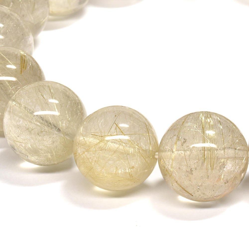 ゴールドルチルクォーツ ブレスレット 13-13.5mm #QF012 - プレミアム