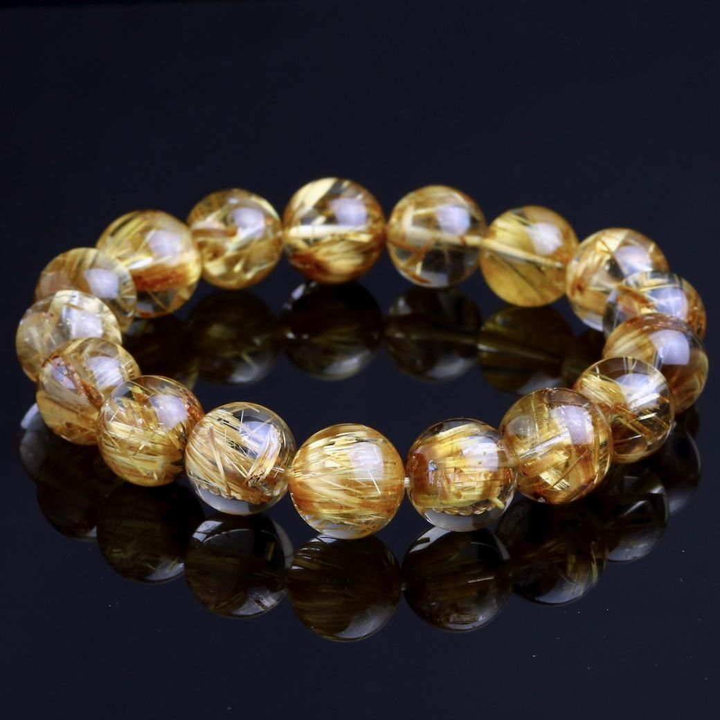 プレミアム] タイチンルチルクォーツ ブレスレット 12.5mm #HG137