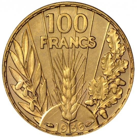 フランス 1936 100フラン 金貨 ウイングヘッド NGC PF61 稀少な