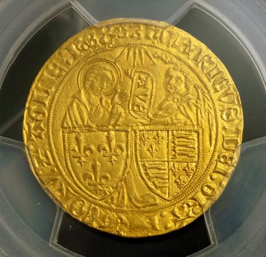 フランス 1422-1453 ヘンリー6世 サリュー金貨 百年戦争 PCGS MS62