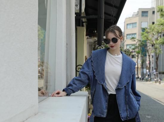scallop collar denim JK - BayBee