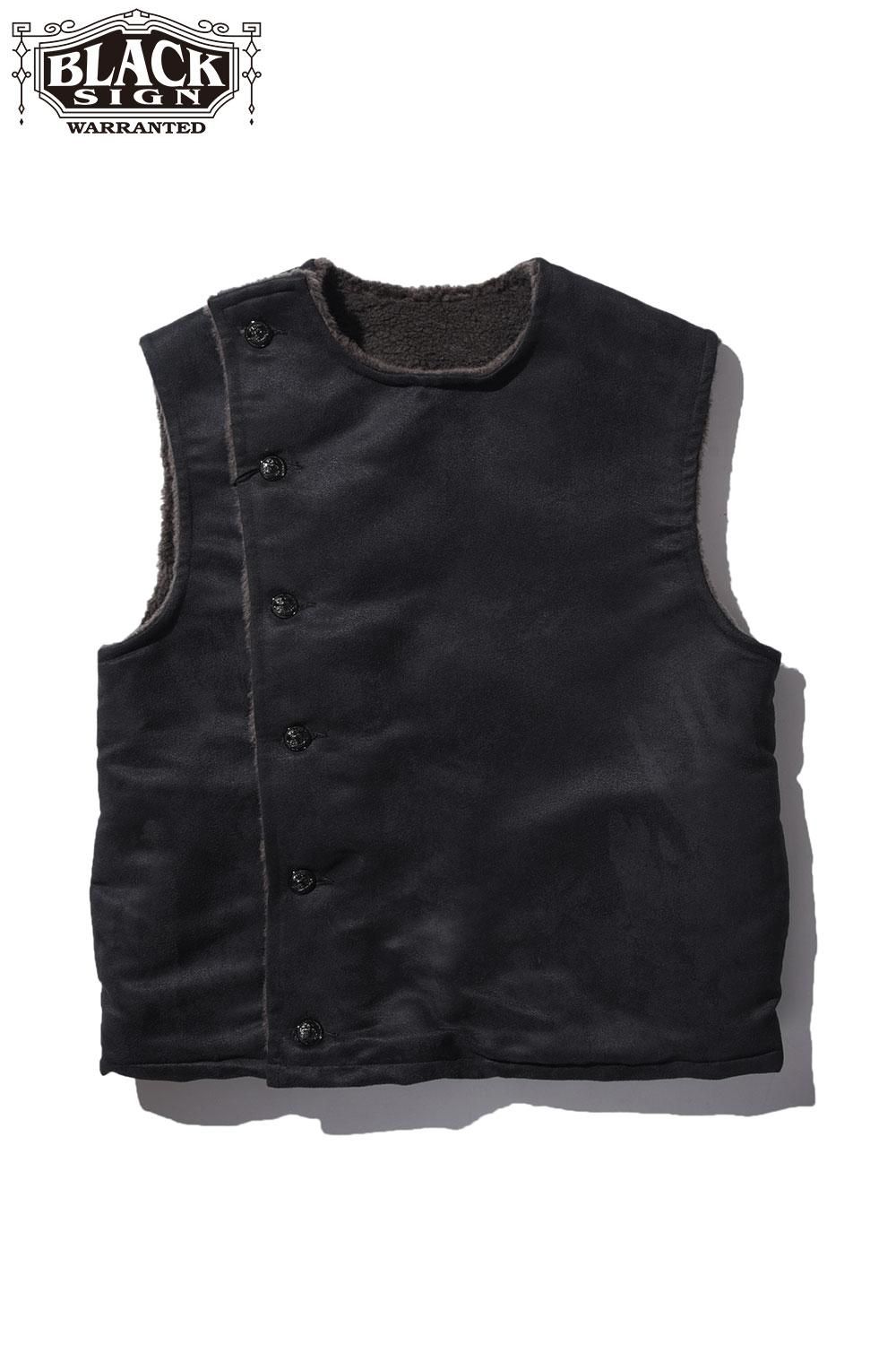 BLACK SIGN(ブラックサイン) ボアベスト Swindler Suede Boa Vest BSFV