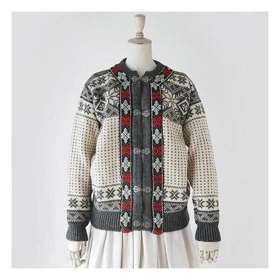 K0082 1970年代ノルウェー製『DALE of NORWAY』杢グレーウール銀フック