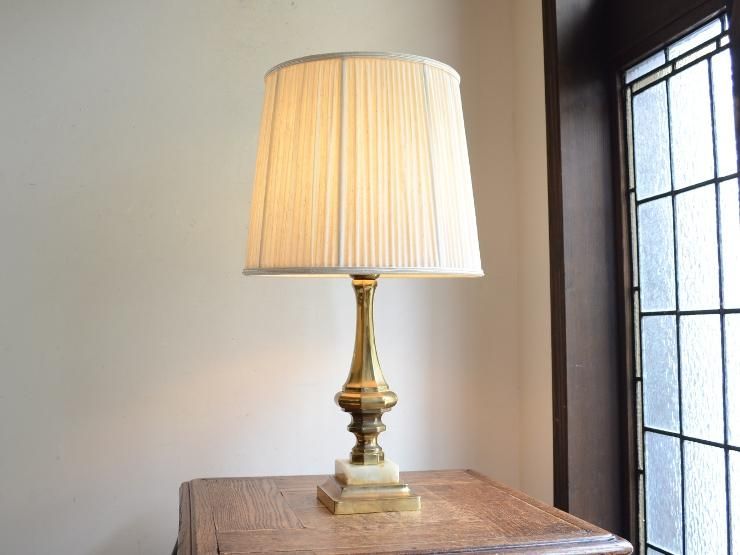 プリーツシェード 真鍮 マーブル テーブルランプ（H50cm