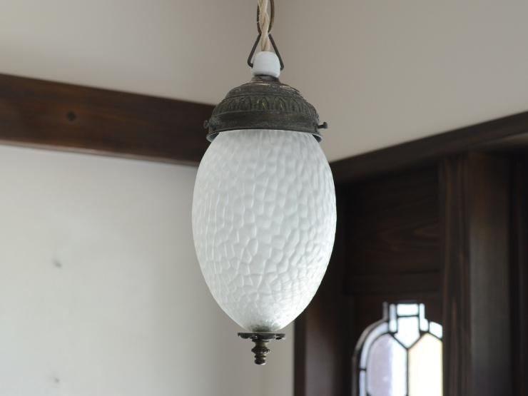 アンティーク フロストガラスペンダントランプ｜アンティーク照明