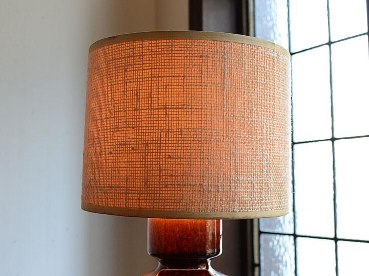 ヴィンテージ シェード付陶器テーブルランプ（H26cm）｜アンティーク