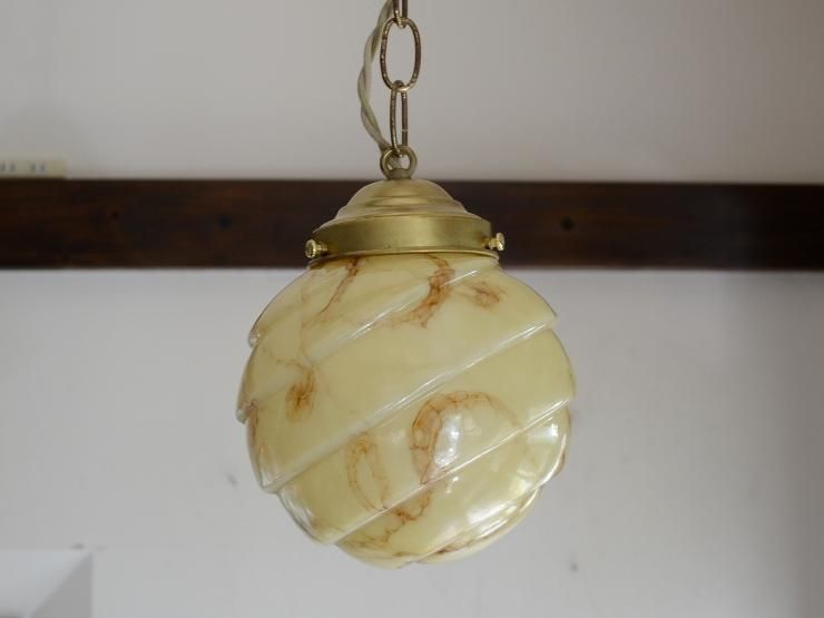 アンティーク マーブルガラスペンダントランプ｜アンティーク照明