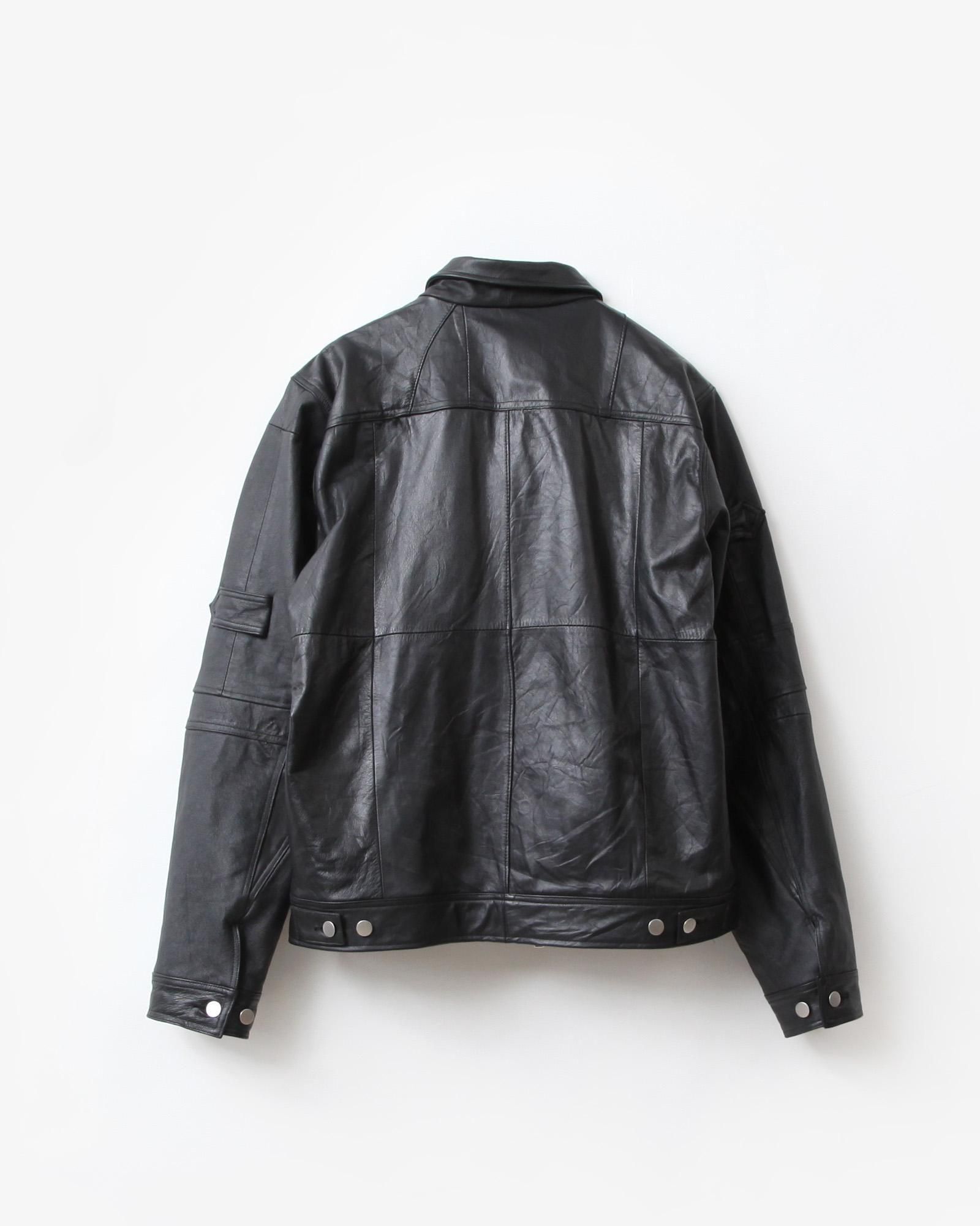 OLD PARK ZIP UP WORK JACKET #LEATHER BLACK size:XL type:E [OP-516