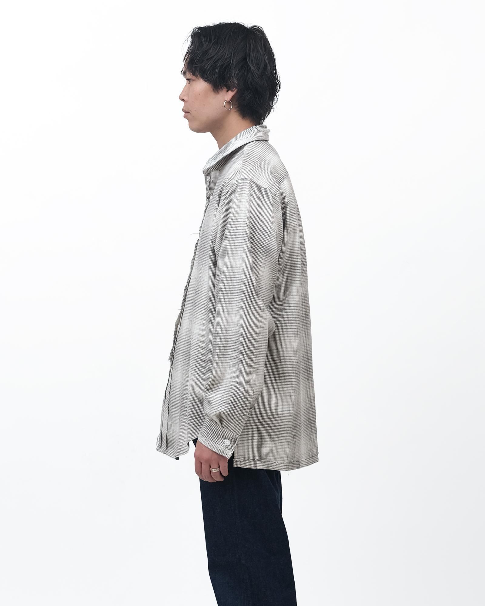 ensou. Rough Cut Shirt #Smoke Check [E13S007] ｜Silver and Gold