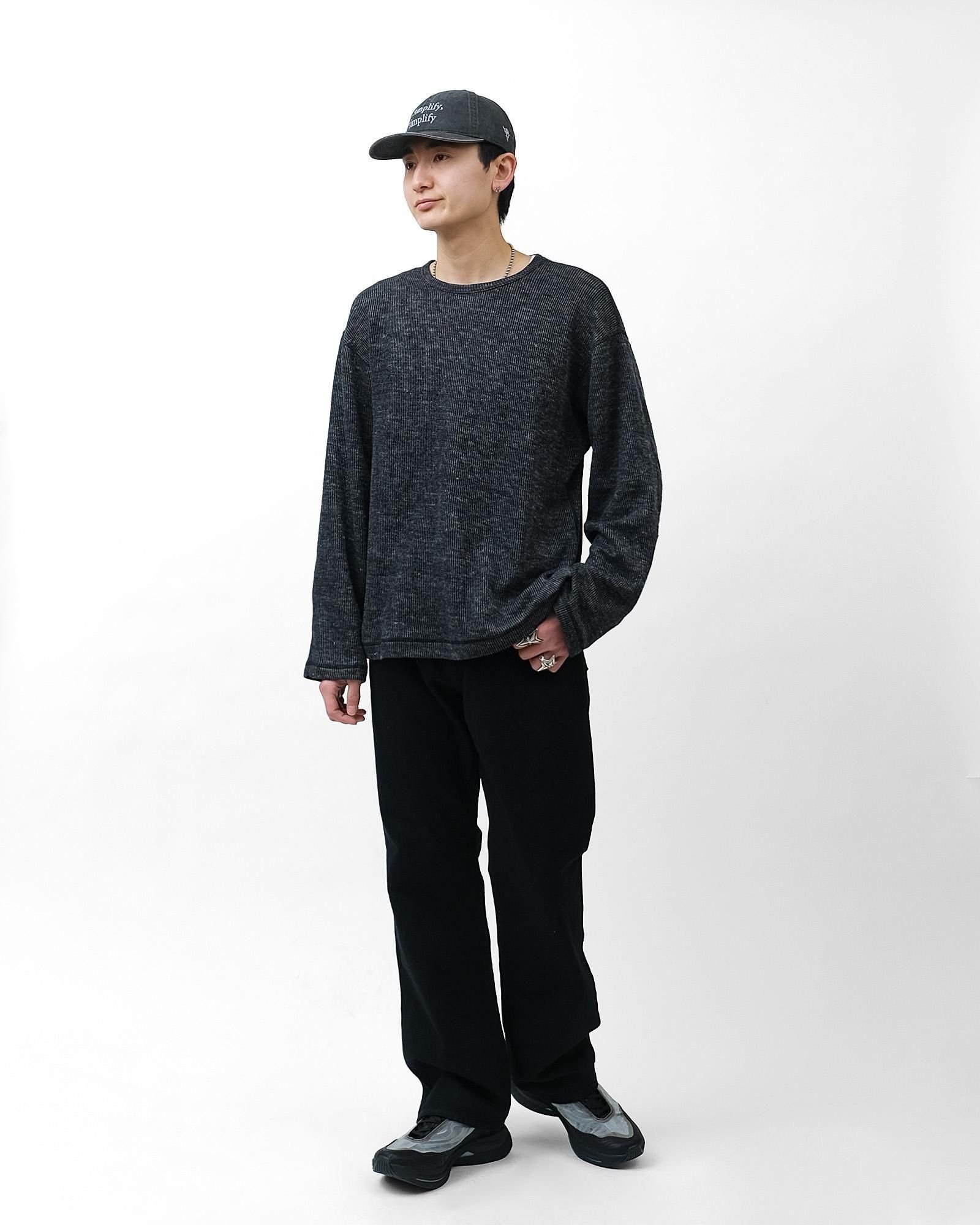 ensou. D-shaped Long Sleeve Tee # Black Mix [E14T003]｜Silver and
