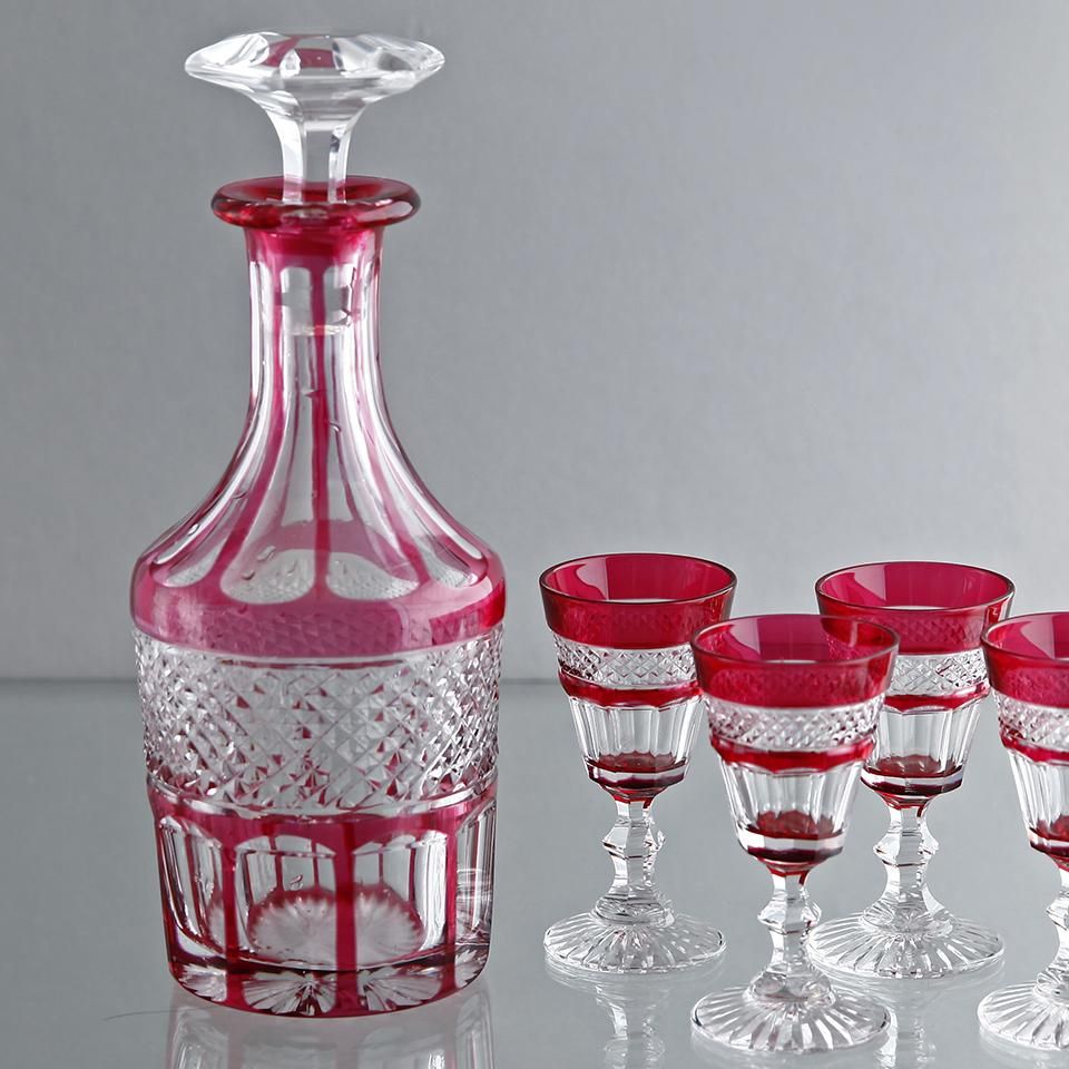 バカラ リキュールボトル ゴブレット6客 ルビーカット Baccarat 1860