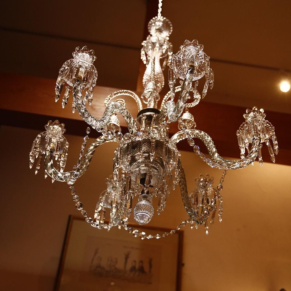 バカラ クリスタルガラス 6灯シャンデリア 蝋燭 アンティーク