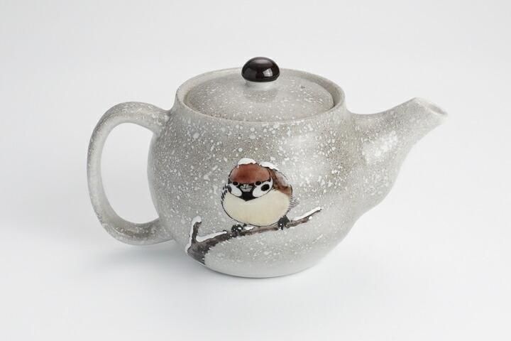 ポット急須 雪三雀図/中村陶志人