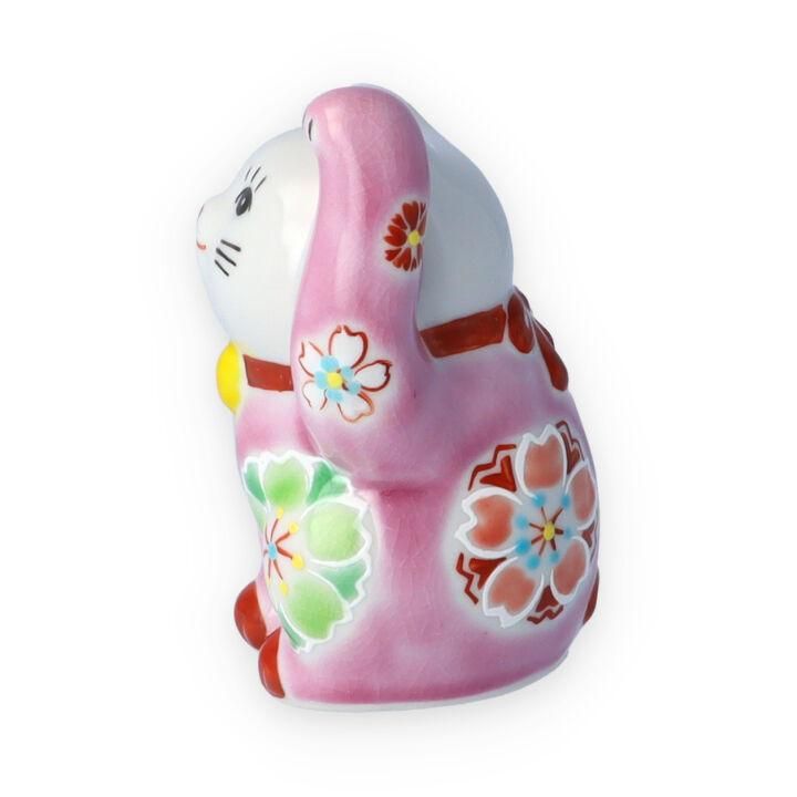 招き猫 重ね桜【ピンク】（左手） / 虚空蔵窯