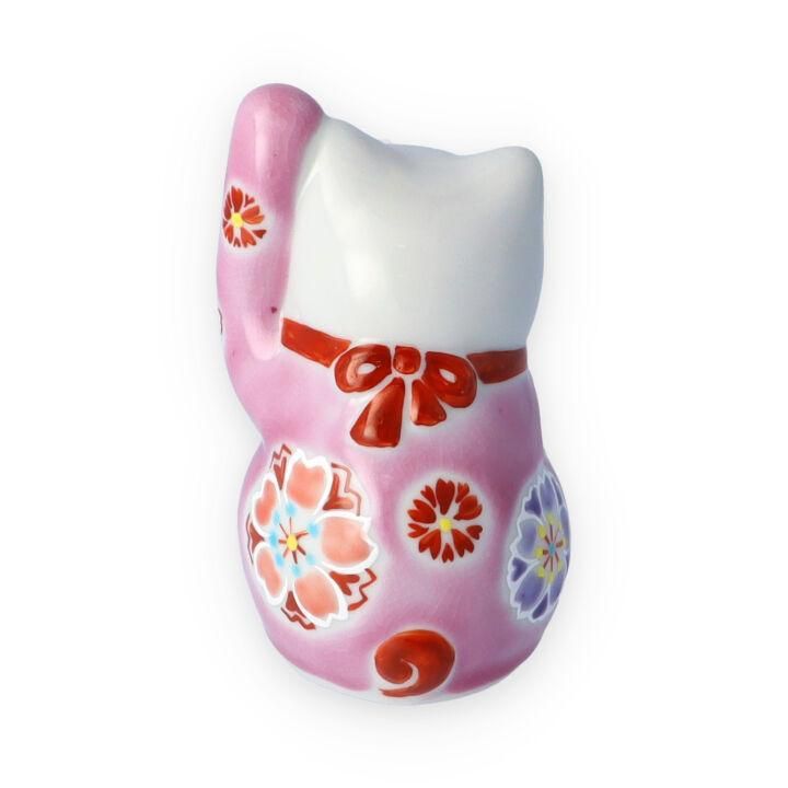 招き猫 重ね桜【ピンク】（左手） / 虚空蔵窯