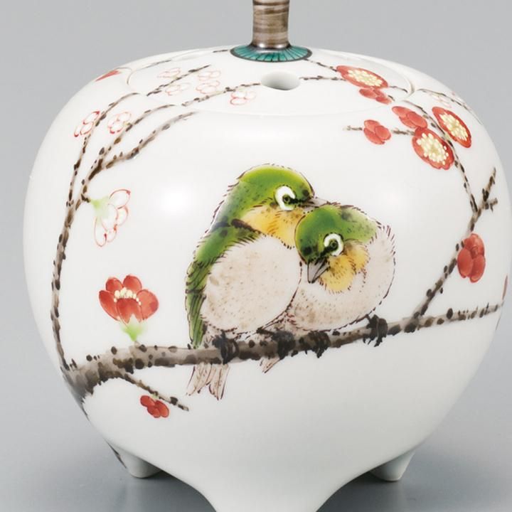 3号香炉 紅白梅に鳥 / 中村陶志人 木箱入り - 和食器の通販なら九谷焼