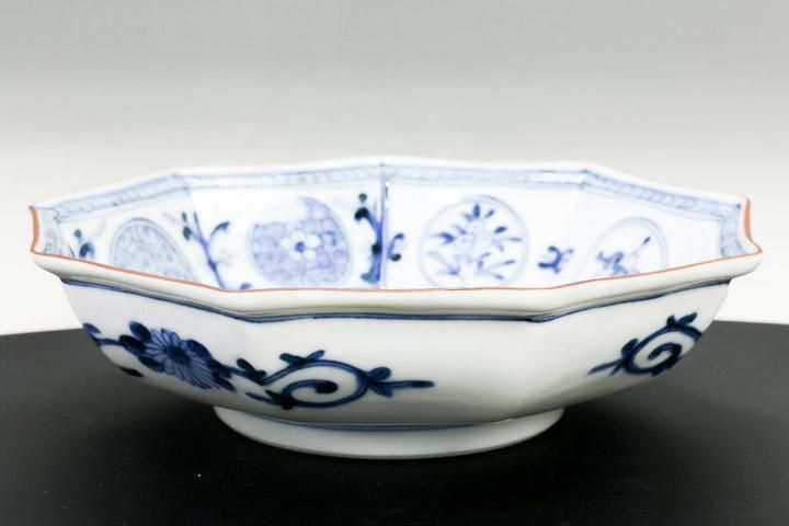 宮内庁御用窯】九角浅鉢 丸紋松竹梅/山本長左 （木箱入り） - 和食器の