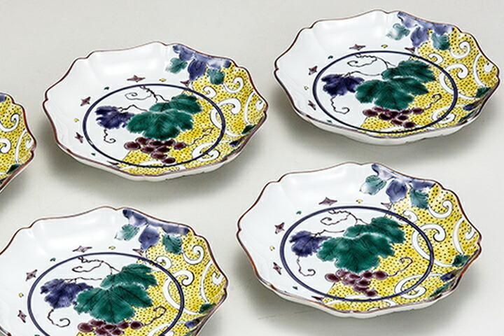 5号皿揃 色絵ぶどう文/銀泉窯