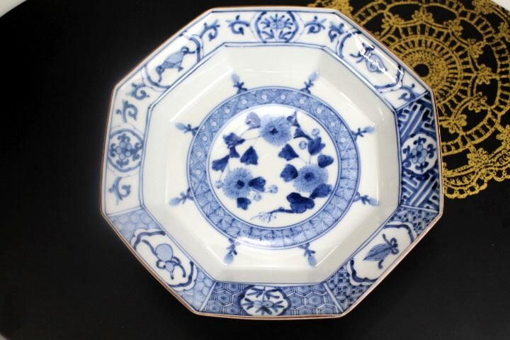 宮内庁御用窯】八角盛皿 祥瑞手菊紋/山本長左