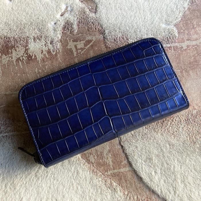 馬車道今井 クロコダイル レザー名刺入れ・カードケース ネイビー 定価