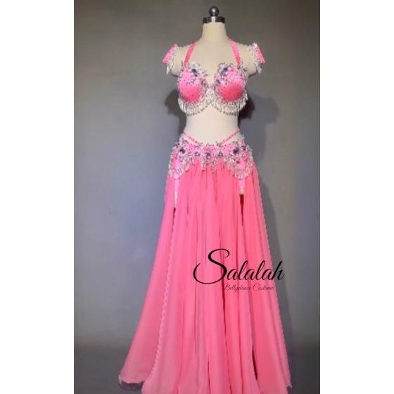 オリエンタル衣装 サーモンピンク＆シルバー yw2516 - ベリーダンス