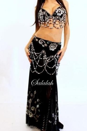 ベリーダンス衣装 ブラックマーメイドフラワー CBK-07 - ベリーダンス