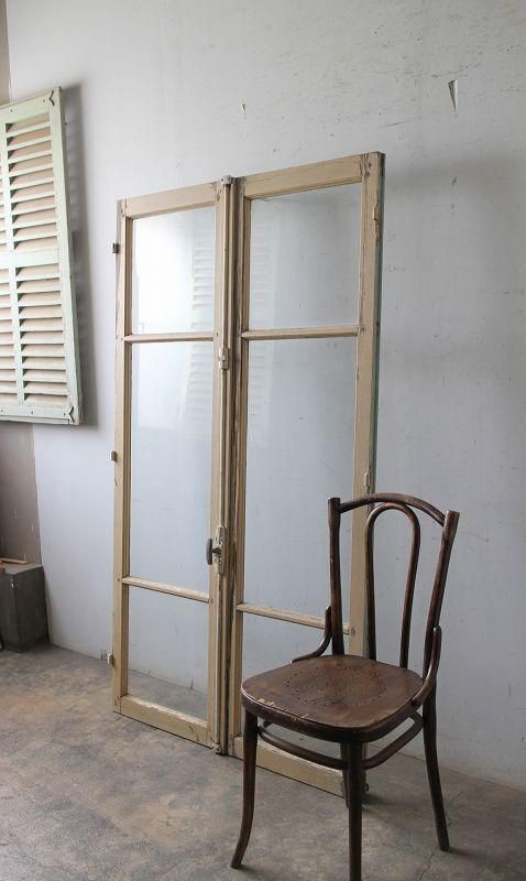 グレモン錠付き アンティーク ガラス窓 - フランス アンティークドア