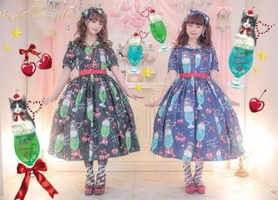 にゃいすクリームソーダ ワンピース&カチューシャセット（ネイビー