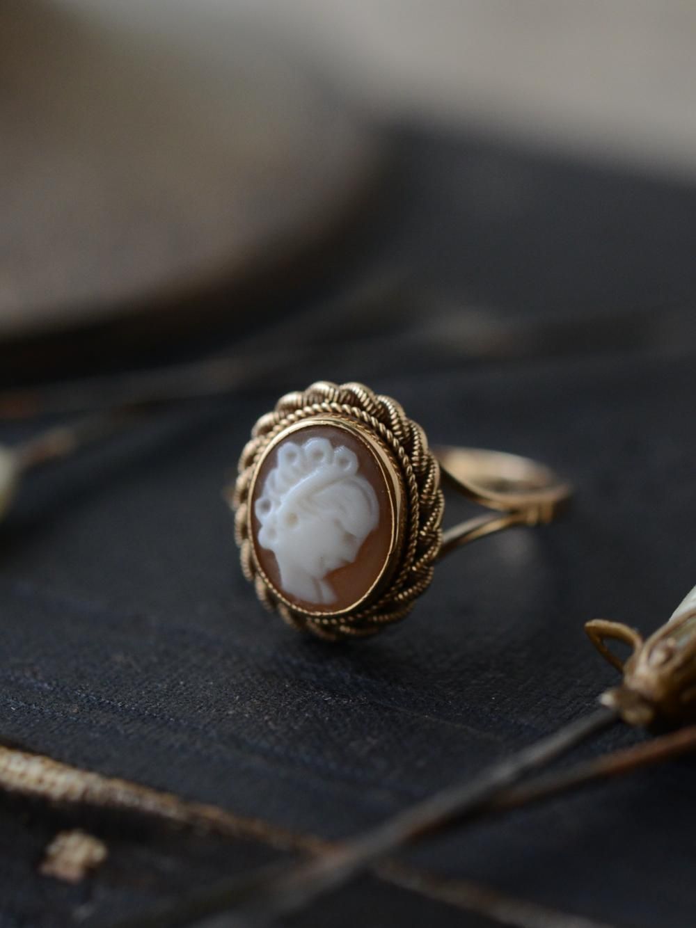 イギリスヴィンテージジュエリー 9K カメオリング ヴィンテージ