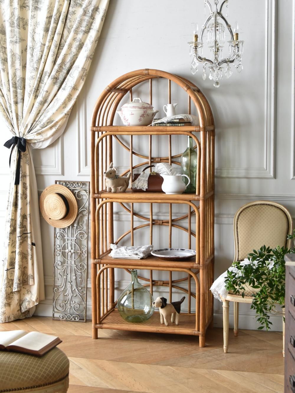 フランスアンティーク家具 オープンシェルフ.ラタン2 フレンチ家具