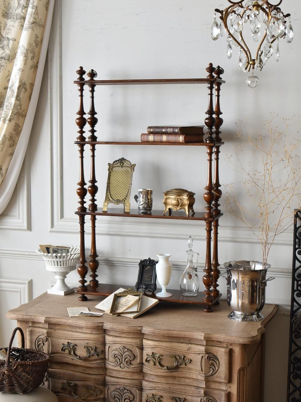 フランスアンティーク家具 4段ウォールシェルフ フレンチシェルフ