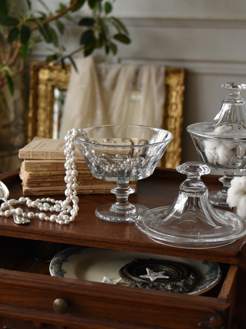 フランスアンティーク雑貨 ボンボニエール.A クリスタルガラス