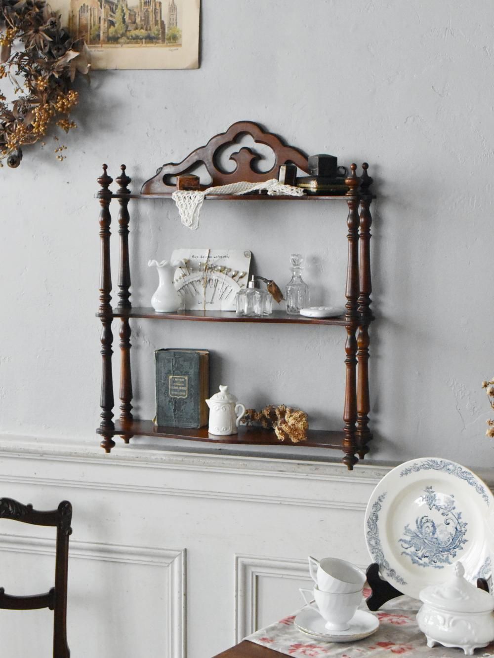 フランスアンティーク家具 3段ウォールシェルフ.15 フレンチシェルフ