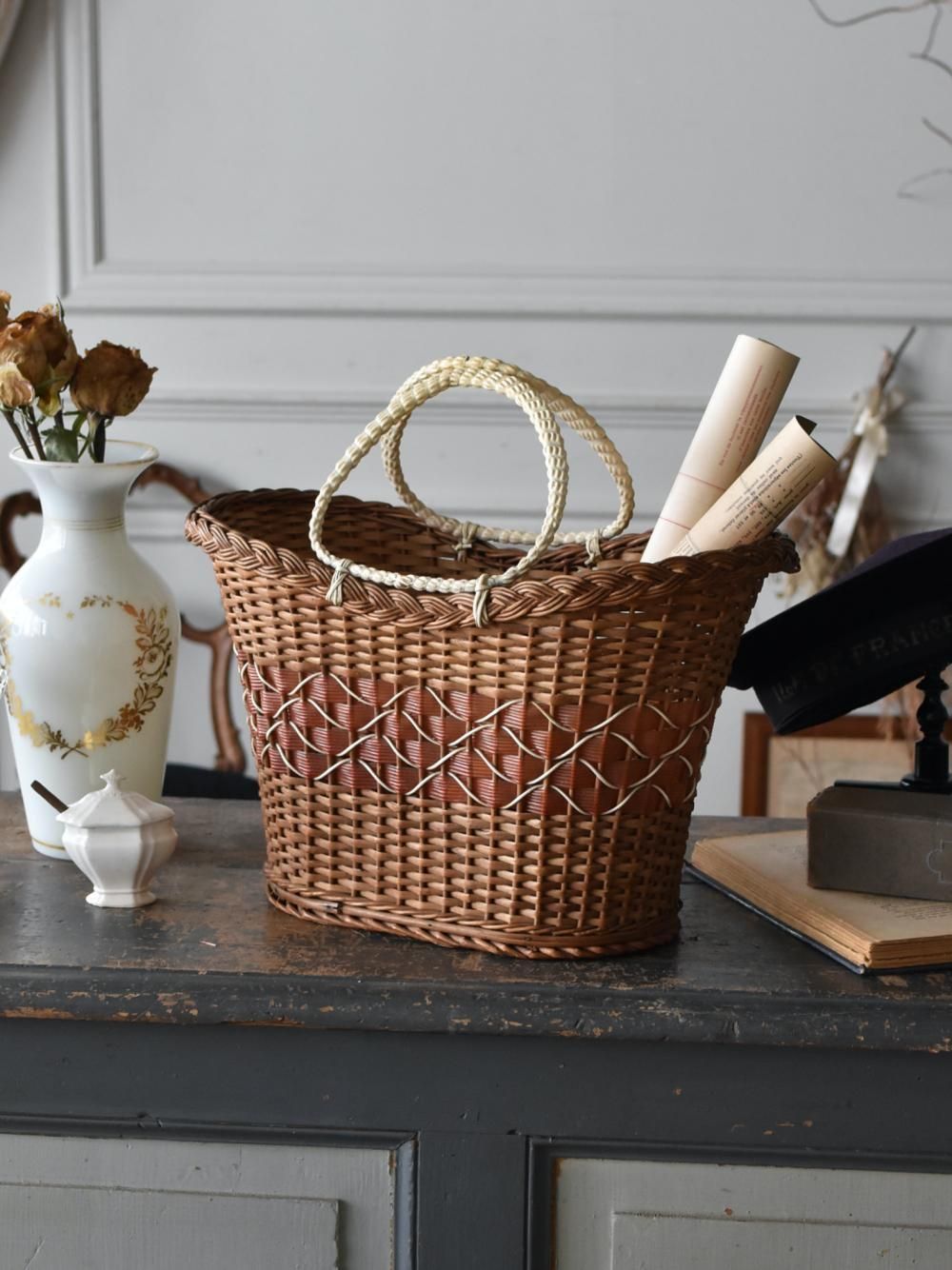フランスアンティーク雑貨 かごバッグ フレンチバスケット