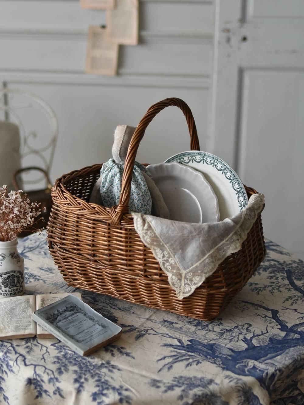 ワンハンドルバスケット.27 フランス かご ナチュラル雑貨