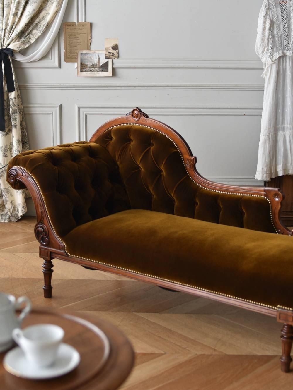 シェーズロング イギリス アンティーク カウチソファ ヴィクトリアン調