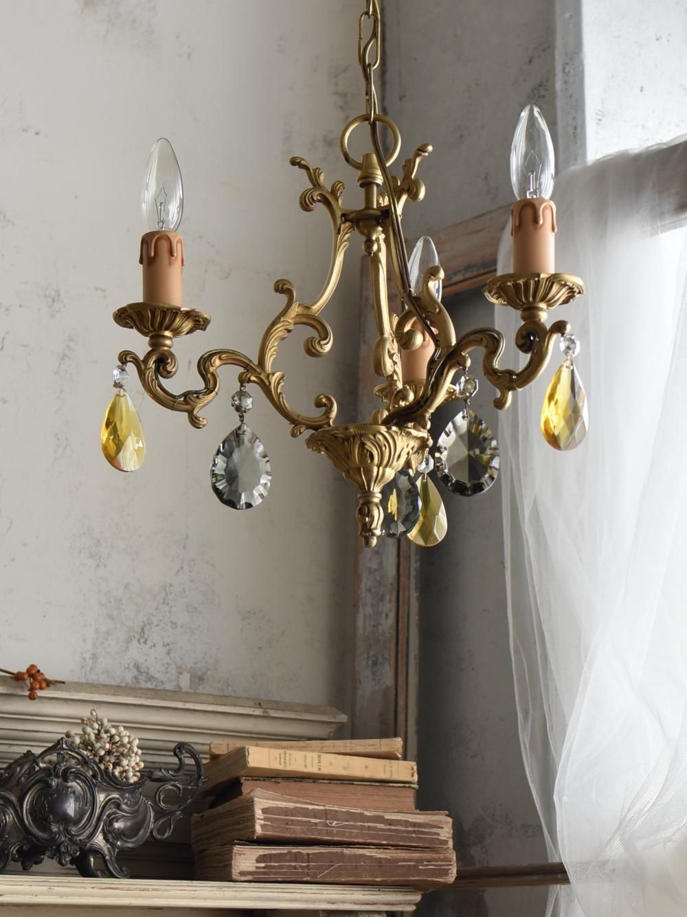 3灯シャンデリア.4 フレンチ照明 アンティークシャンデリア
