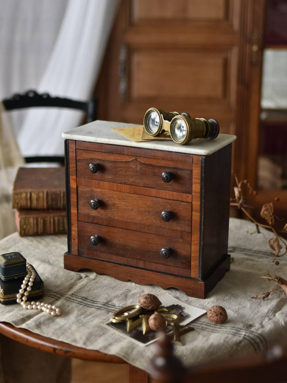 卓上チェスト マーブルトップミニチェスト フランス アンティーク