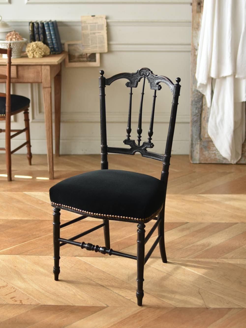 アンティークチェア.Black4 フランス アンティーク 椅子
