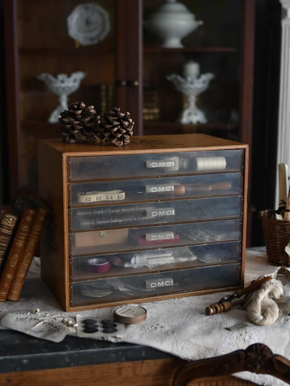 スプールキャビネット.DMC3 フランス アンティーク 収納家具
